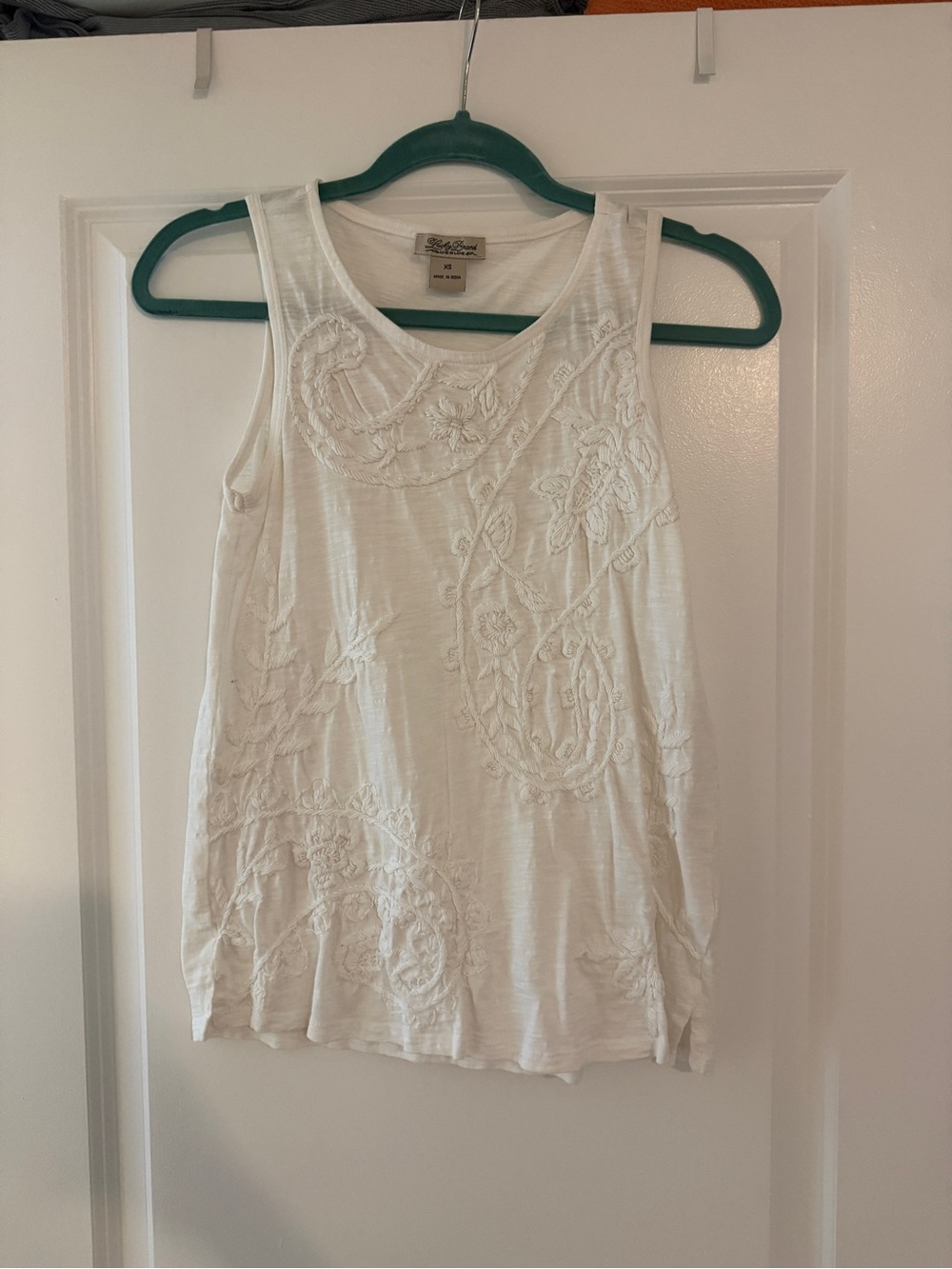 Lucky Brand White Embroidered Tank Top